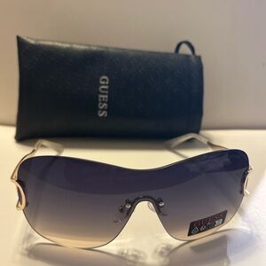 GUESS Shield Sunglasses Rimless Gradient Lens Oversized w/case
